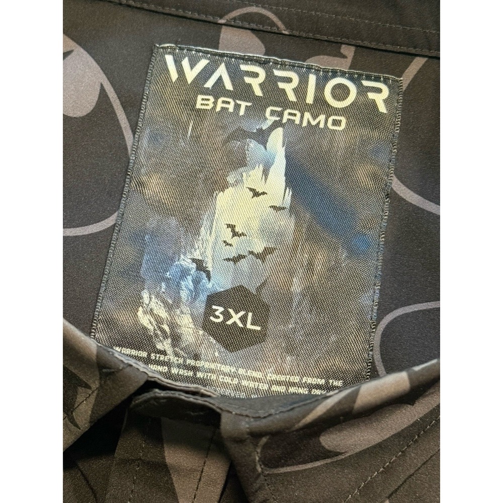 Warrior Camo Bat Camo Button Up Shirt Mens Size 3XL Short Sleeve Batman Stretch - Picture 5 of 7